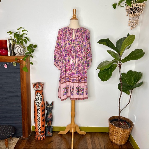 Umgee Tops - Umgee smocked front tassel tie boho dress